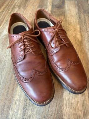 Cole Haan Grand.ØS / GRANDFØAM Classic Wingtip Leather Dress Shoes - Brown